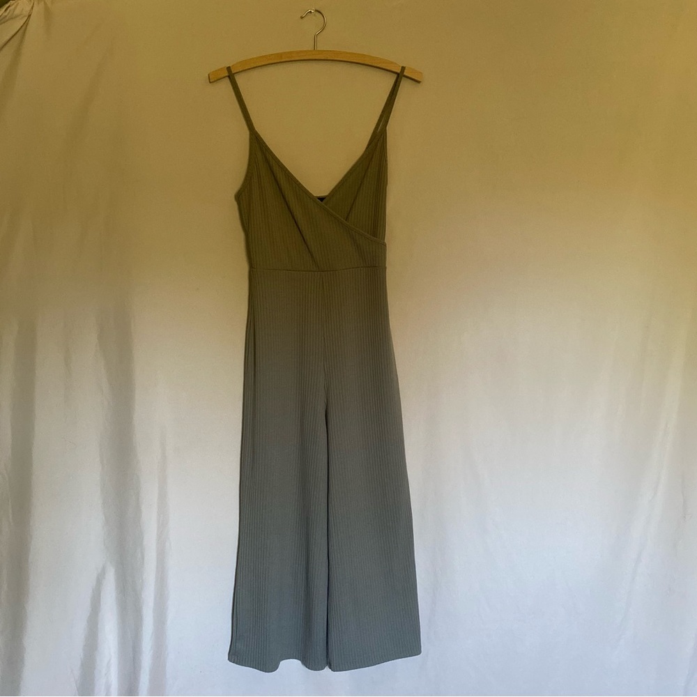 Olive Green Ribbed Jumpsuit